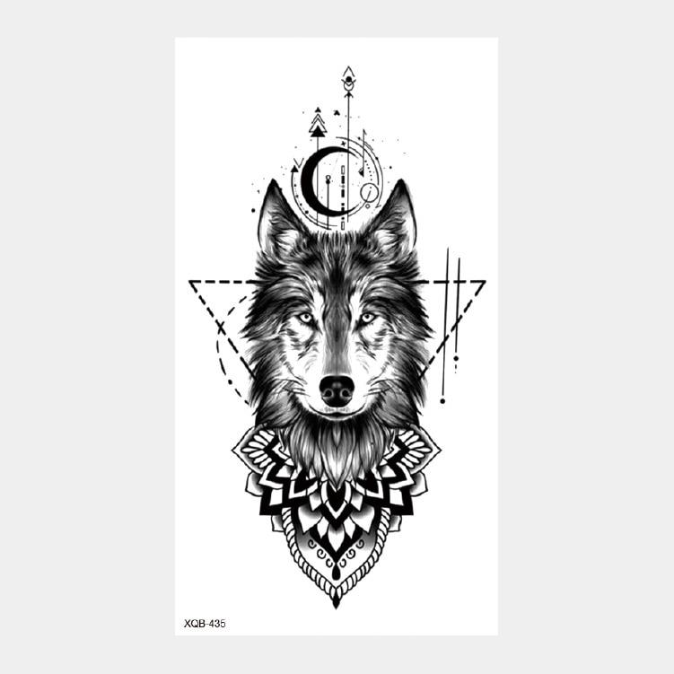 Upper Arm Sleeve Crown Lion Tiger Wolf Head Waterproof Temporary Stickers Body Art Fake Tattoo For Women Men