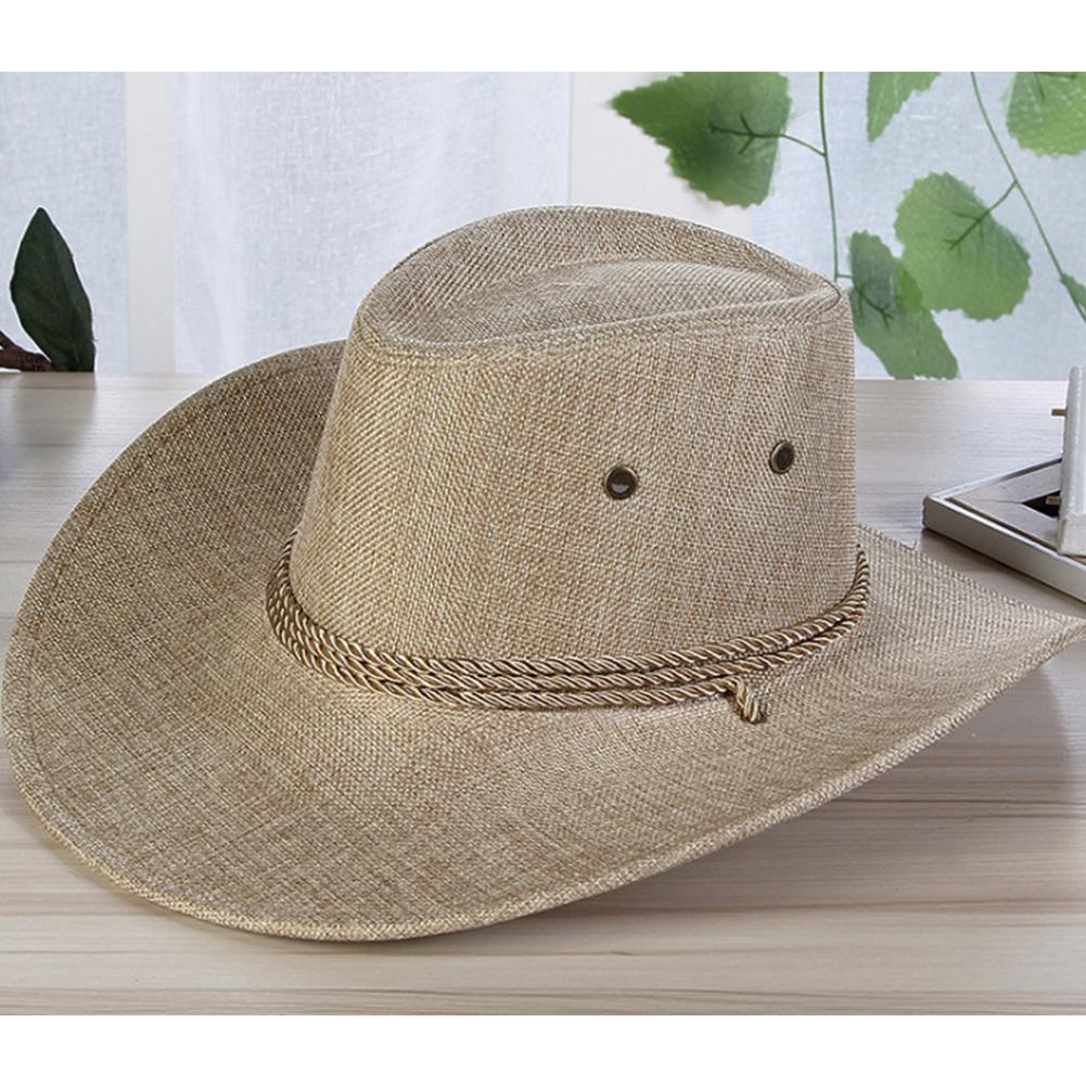 Men Summer Cool Western Cowboy Hat Outdoor Wide Brim Hat