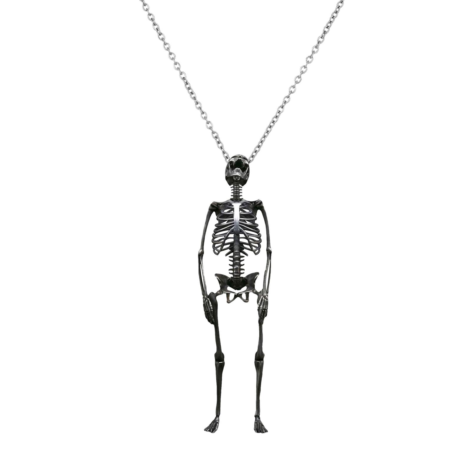 Gender Neutral Skeleton Necklace Halloween Theme Collarbone Chain Accessories L
