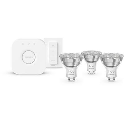 Starter-Kit - PHILIPS HUE - Weißes und farbiges Stimmungslicht - 1 Bridge + 3 GU10 LED-Spots + 1 Dimmschalter