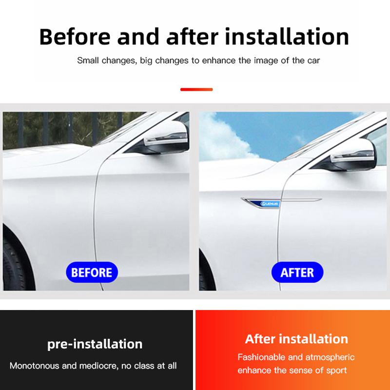 Kovová nálepka na blatník auta Auto Body Decal Dekorace Pro Lexus F SPORT RX300 IS200 IS250 ES350 Ct200h UX250h NX300h RX350 GS300