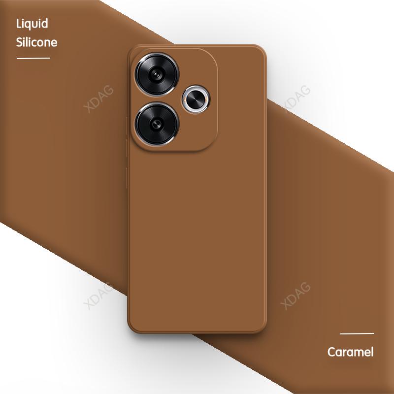 Classic Phone Case for Xiaomi Poco F6 Pro 5G Simple Shell Skin Friendly Square Liquid Silicone  Lens Protection Back Covers
