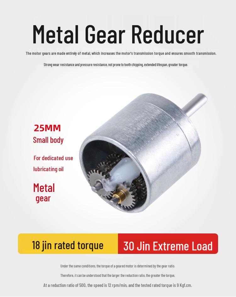 Compact 12V DC Geared Motor JGA25-370 - Low-Speed Brushed Electric Motor