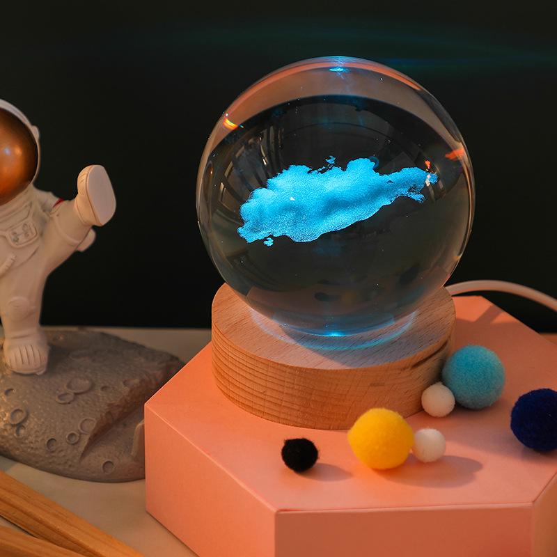 3D Galaxy Crystal Ball Night Light with Color-Changing Base - Unique Starry Sky Gift