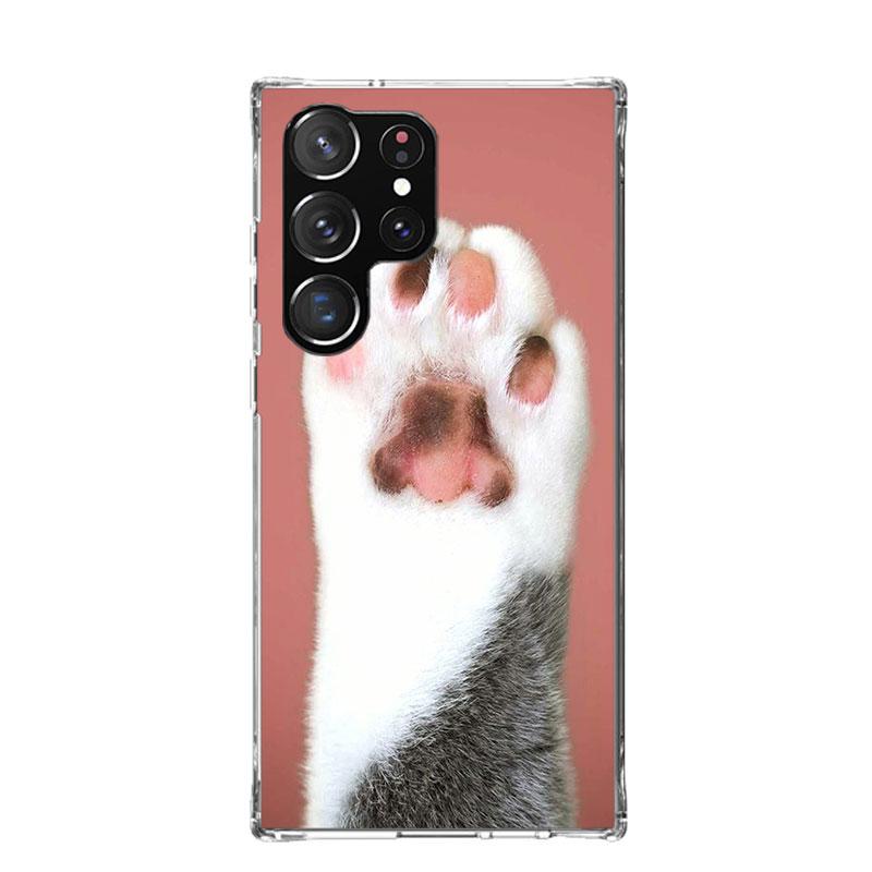 Pink Cat Hand Paw Phone Case For Samsung Galaxy S26 S25 Edge S24 S23 FE S22 Ultra S21 Plus S20 + Fundas Cover Coque Galaxy S25 S