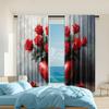 2 Pcs   Versatile Polyester Transparent Curtains for Home Decoration Red Rose (2) for Use In Bedrooms and Living Rooms