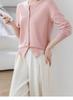 Women's 100% Wool Loose Knit Cardigan - Solid Color, Round Neck, Long Sleeve, Machine Washable Versatile Top