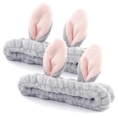 Diademas para lavar la cara para mujeres y niñas, lindas diademas con orejas de conejo, diadema de maquillaje, diadema de lana de Coral, diademas para spa, accesorios para el cabello para el cuidado de la piel