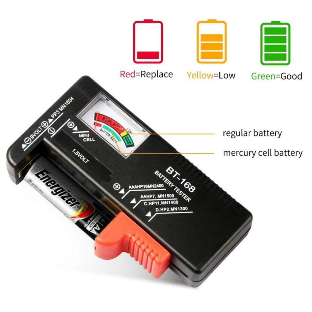 1pc Battery Tester Model BT-168 Battery Checker for AA AAA C D 9V 1.5V Button Cell Batteries, Requires No Battery for Operation
