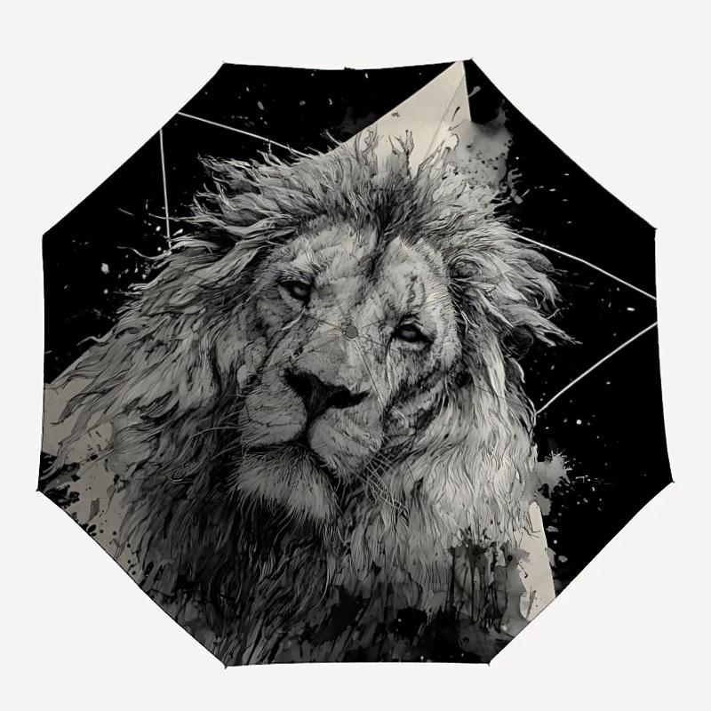 1pc Lioness Automatic Opening/Closing Umbrella with Operation & Windproof Canopy - Folding Design, Holiday Gift yy260225132