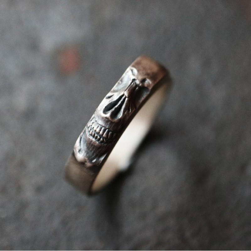 Adjustable Skull Ring Men Women Sterling Vintage Gothic Punk Statement Jewelry