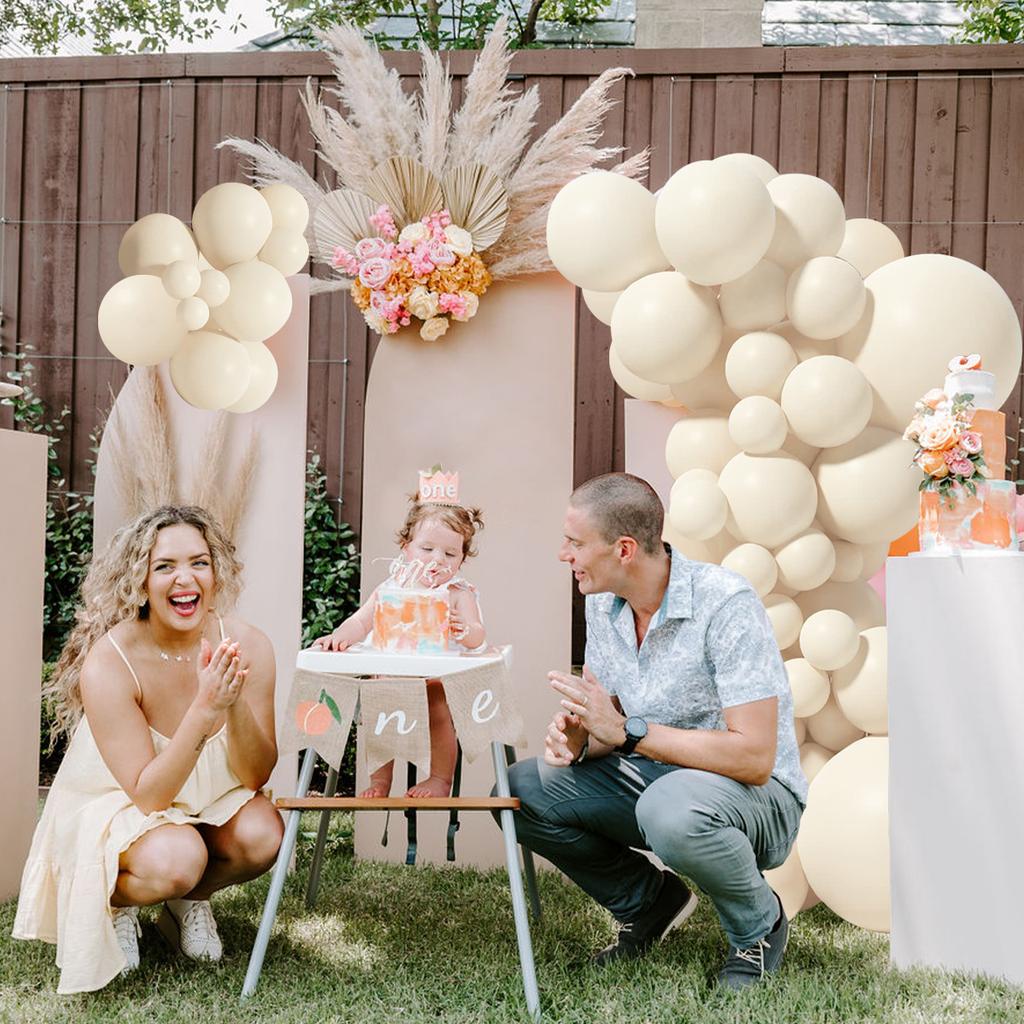 Beige White Solid Balloon Garland Arch Kit Happy Birthday Party Decoration Kid Wedding Birthday Balloon Latex Baloon Baby Shower