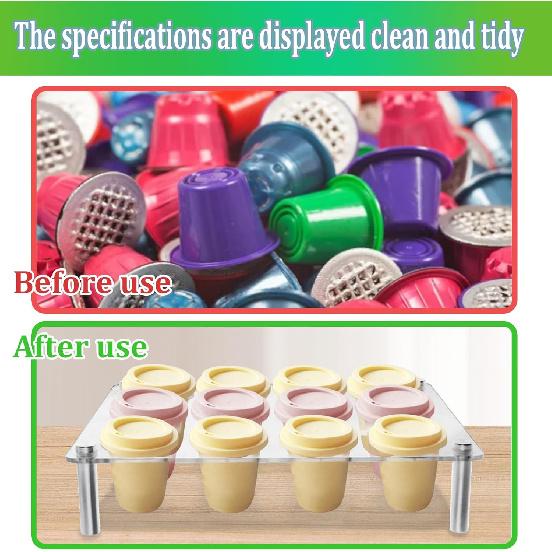 Coffee Pod Drawer Organizer, K Cup Drawer Holder Organizer, Clear Acrylic Coffee Pod Holder, K Cup Organizer Tray for Office and Kitchen (12 Holes)