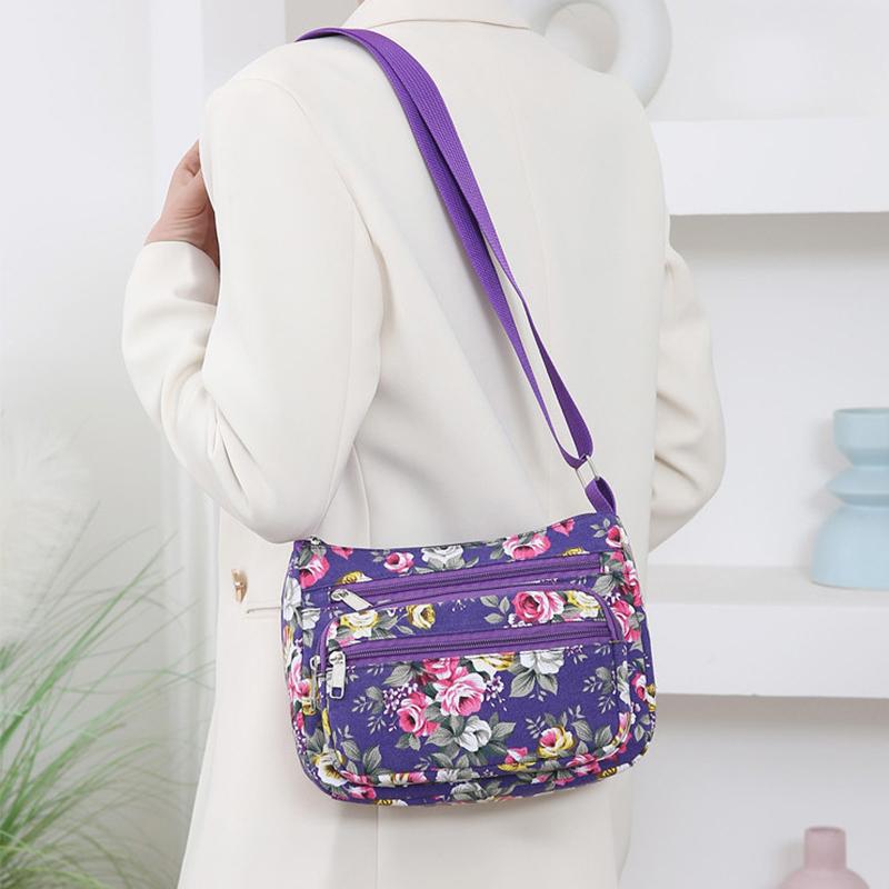 1 Pezzo Borsa a Spalla da Donna con Stampa Floreale Oxford Diagonal Piccola Quadrata Borsa a Mano Multifunzionale Casual da Viaggio Borsa a Tracolla