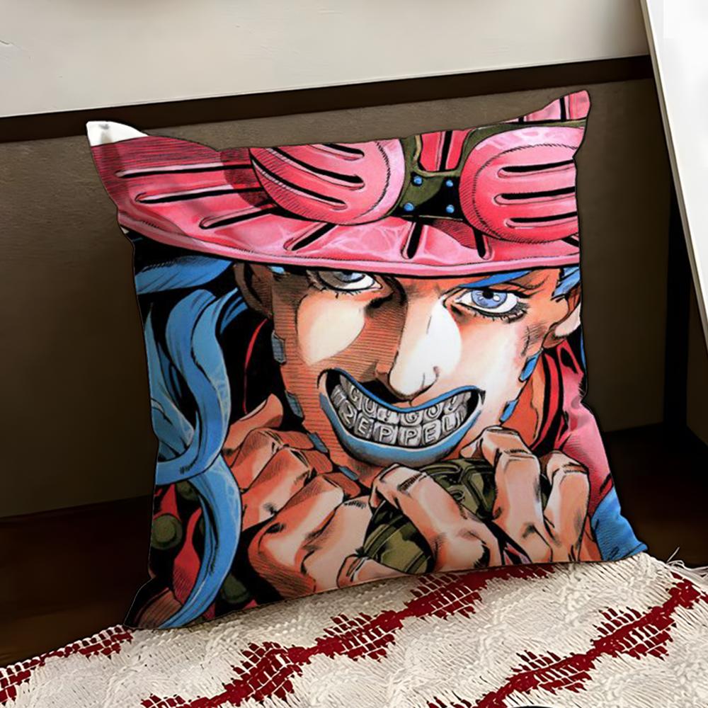 JJoJos BBizarre Adventure Cushion Cover Reversible Soft Durable Pillow Cover Home  Car MultiScene Use for Daily Comfort
