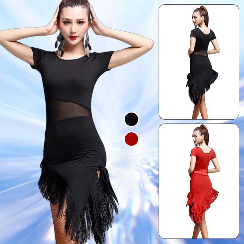 Women Sexy Latin Dance Dress Fringe Dresses Latin Ballroom Cha Cha Rumba Tango Samba Prom Tassel Split Practice Dance Costume