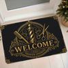 2D‑Printed Retro Barbershop Welcome Rug, Decor for Living Room, Entryway, Hallway, Gatherings, Indoor‑Outdoor Parties
