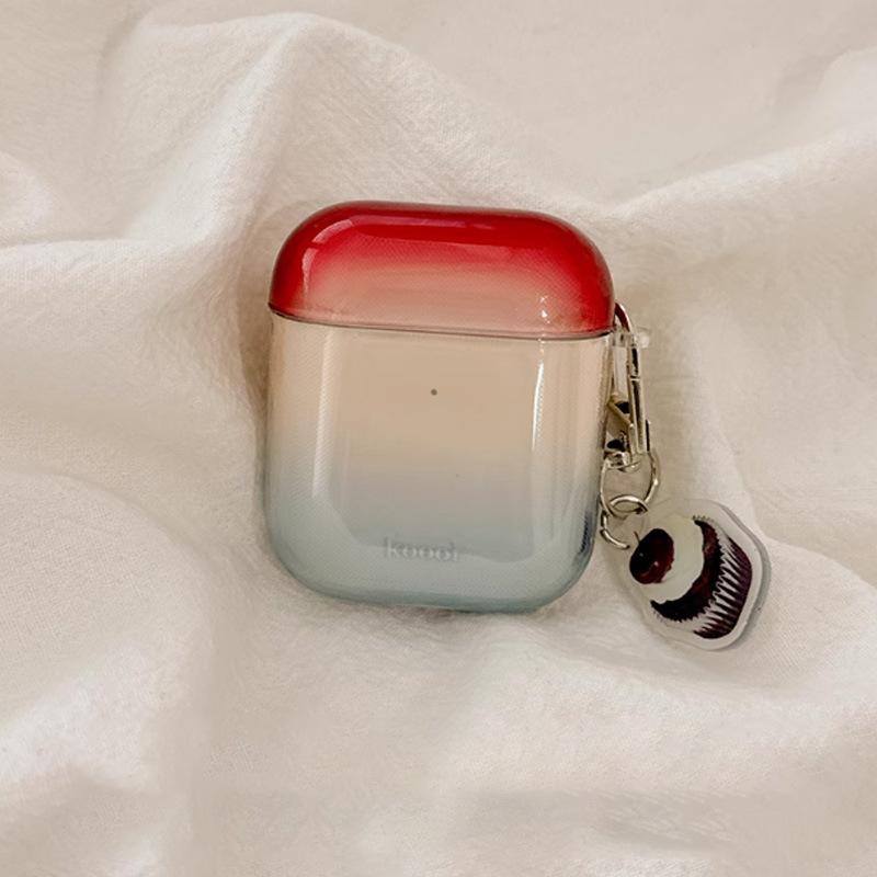 Ins Gradual Change Red Smudge Earphone Case Protective Cover for AirPods 1/1/1/1/pro/pro1 Generation Earphone Cover