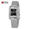 OFNS Elegant Women's Square Dial Watch: Simple Niche Bar Markers, Waterproof, Luxury Diamond Inlaid Quartz.