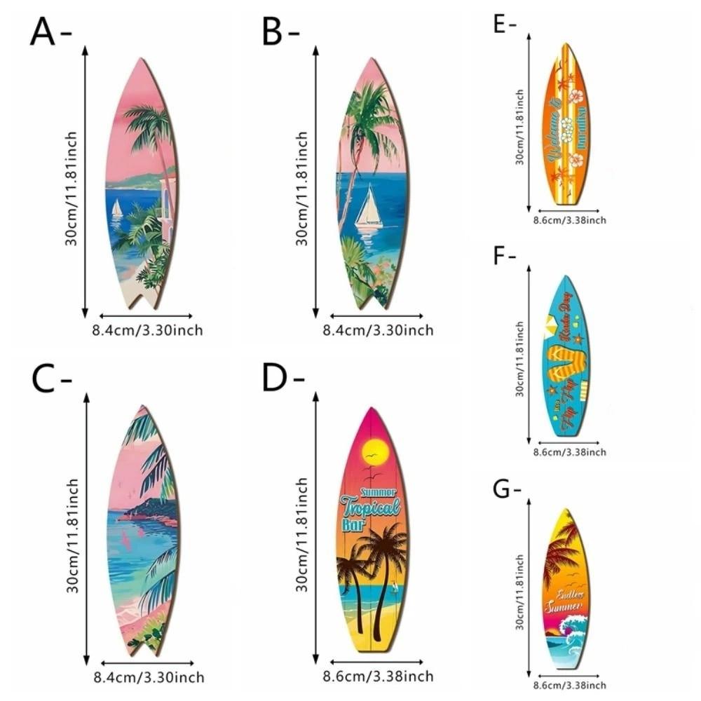 Retro Beach Surfboard Decor Summer Beach Themed Surfboard Ornaments  Living Room