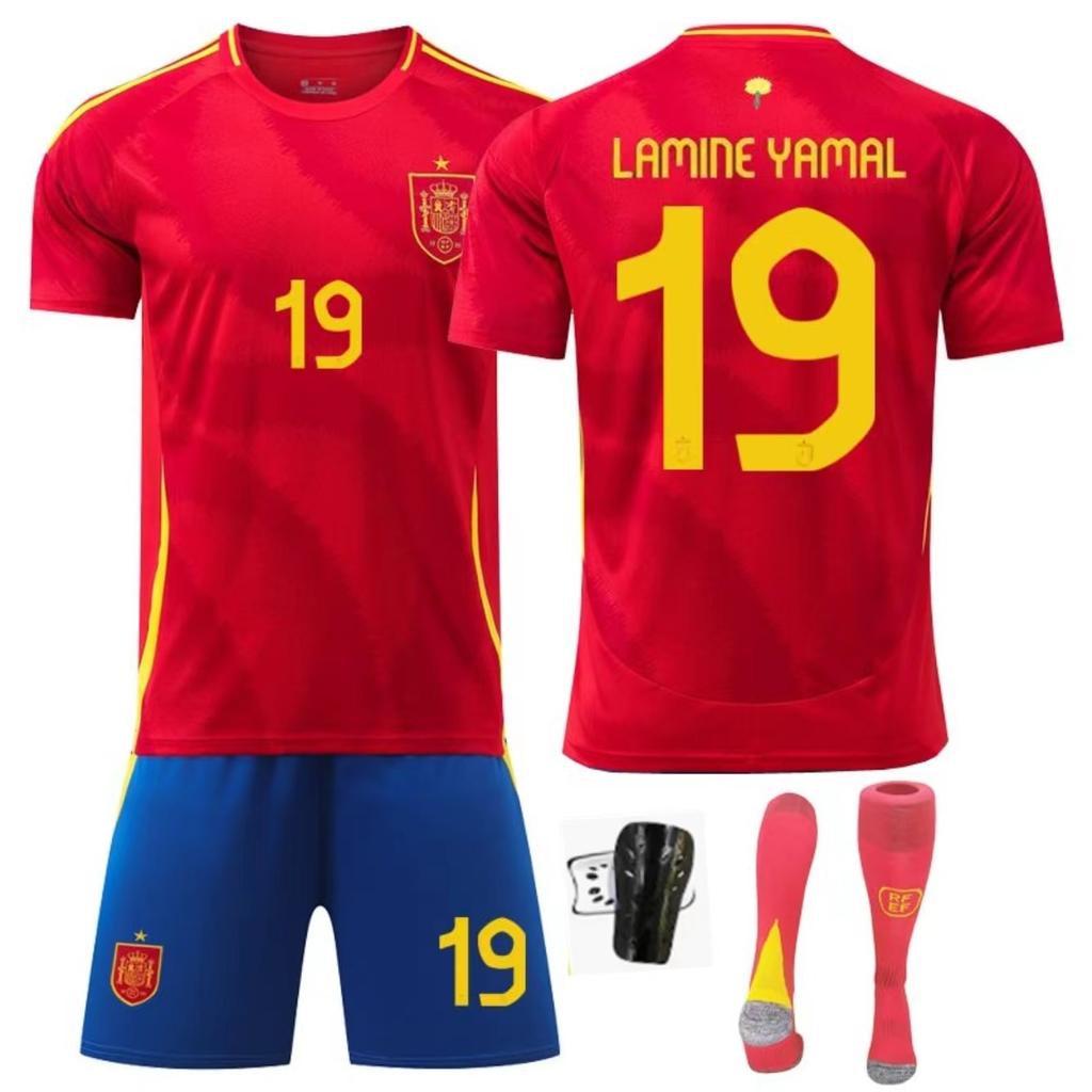 Kids Soccer Jersey Set ANUTETOUNI-Lamene Yamal 27 Short Sleeve T-Shirt Breathable Quick-Dry Training Match Wear Youth Size