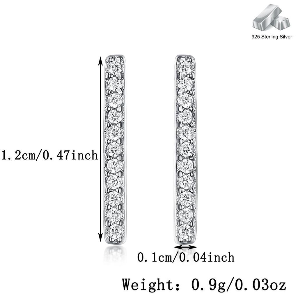 S925 Sterling Silver Zirconia Row Diamond Stud Earrings