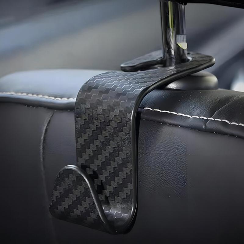 Car Seat Headrest Hook Carbon Fiber Mobile Phone Holder Vehicle Universal Holder Handbag Purse Coat Car Interior Accessories
