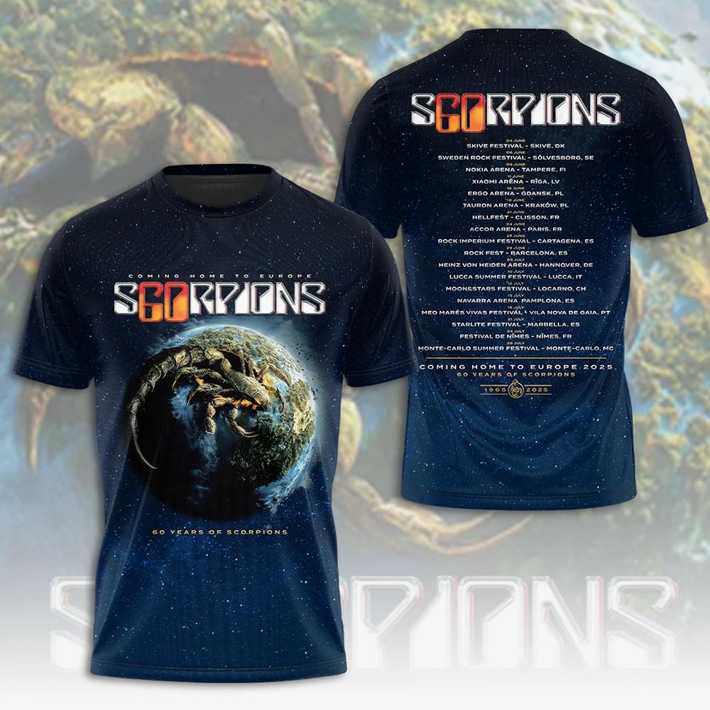 Scorpions 60th Anniversary Tour 2025 Europe Tee Shirt Full Size S-5XL Unisex T-Shirt L