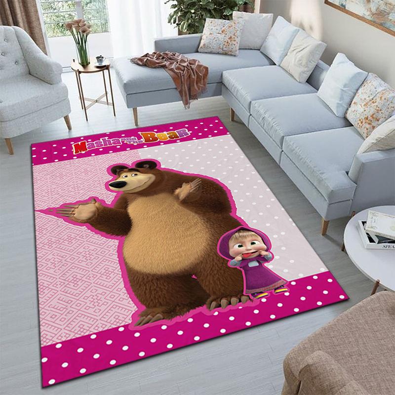 Russian animation Masha and the Bear Fairy Tale Cartoon Carpet Soft Home Living Room Bedroom Door Mat Outdoor Picnic Ground Mat rug T4