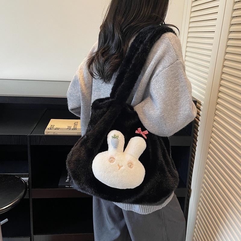 Plush Bag Women's Large Capacity 2025 New Autumn and Winter Versatile Plush Shoulder Bag Casual Commuter Tote Bag