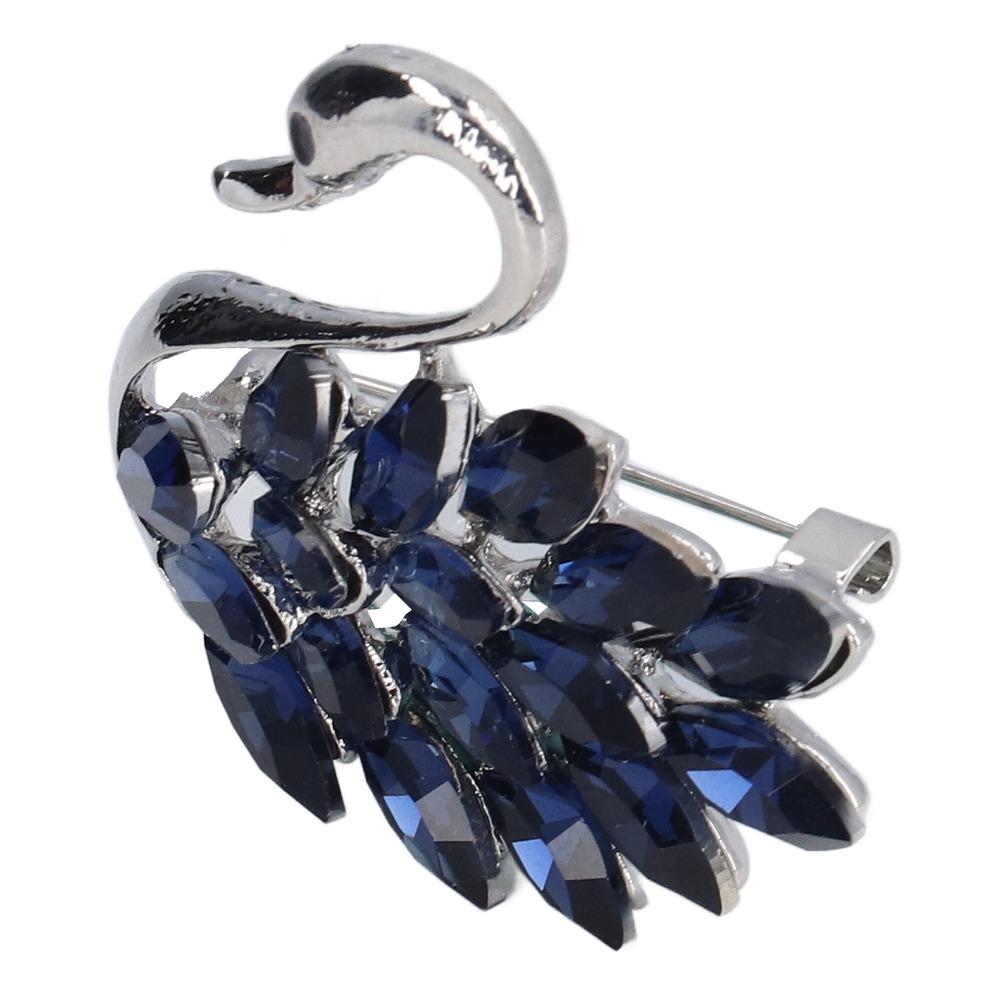 2pcs Alloy Material Swan Brooch Exquisite Craftsmanship Rhinestone Brooch Crystal Brooch  For Women