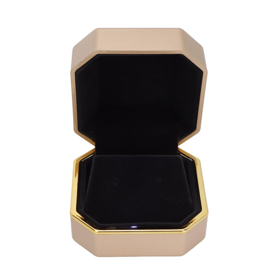 Ring Geschenkbox Elegant Schützend Kleine Schmuckaufbewahrung Display-Etui mit Licht für Antrag HochzeitGold