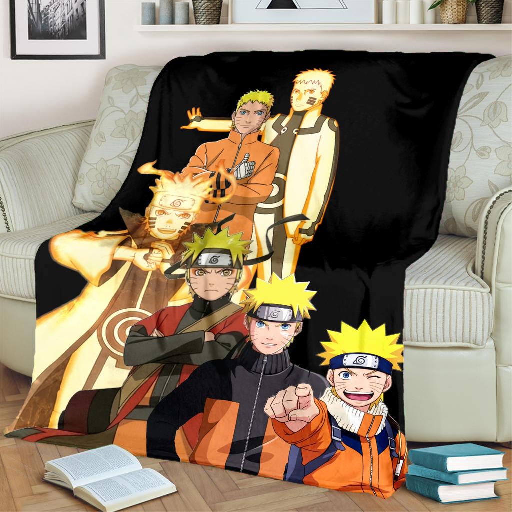 Anime-Naruto Print Blanket Warm Comfortable Flannel Blanket for Bedrooms, Sofas, Beds, Chairs, Picnics, Travel -LXR44