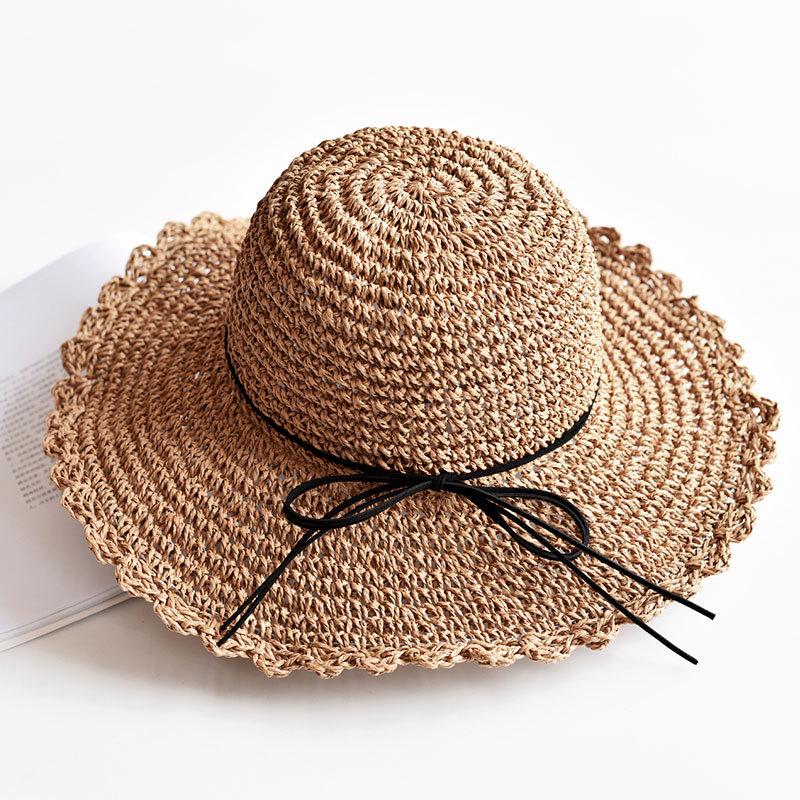 Versatile Style Hat Straw Woven Sweet Bow Colorful Fishermans Hatscaps