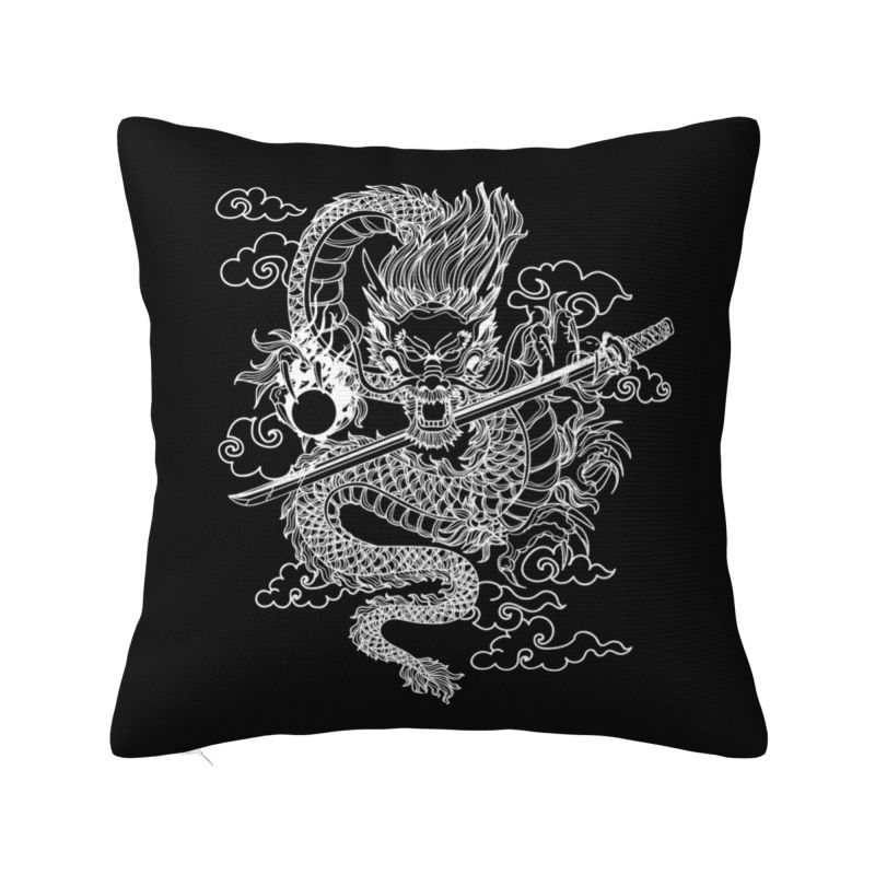Custom Gold Chinese Dragon Totem Cushion Cover 40x40cm Tradition Asian Mythology Velvet Nordic Pillows for Sofa
