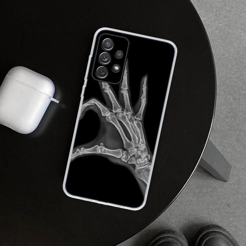 Autumu X Ray Hand Bones Phone Case Cover for Samsung Galaxy A12 A22 A32 A52 A72 A02S A51 A50S A31 A20S A10S Note 20 Ultra 10 Plu