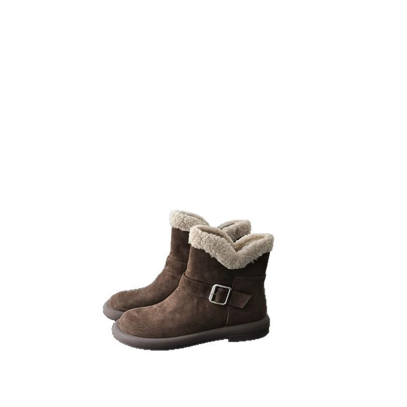 Thick-soled warm fur integrated snow boots winter women's 2025 new velvet thickened non-slip cotton shoes factory