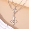 2pcs/set Gothic Cross Pendant Necklaces for Women Men Silver Color Punk Choker Necklace Chain Jewelry Gifts