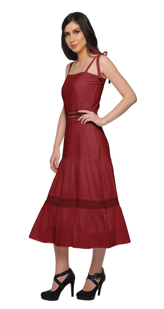 Moomaya Solider verstellbarer Schultergurt Damen Lässiges ärmelloses langes Kleid