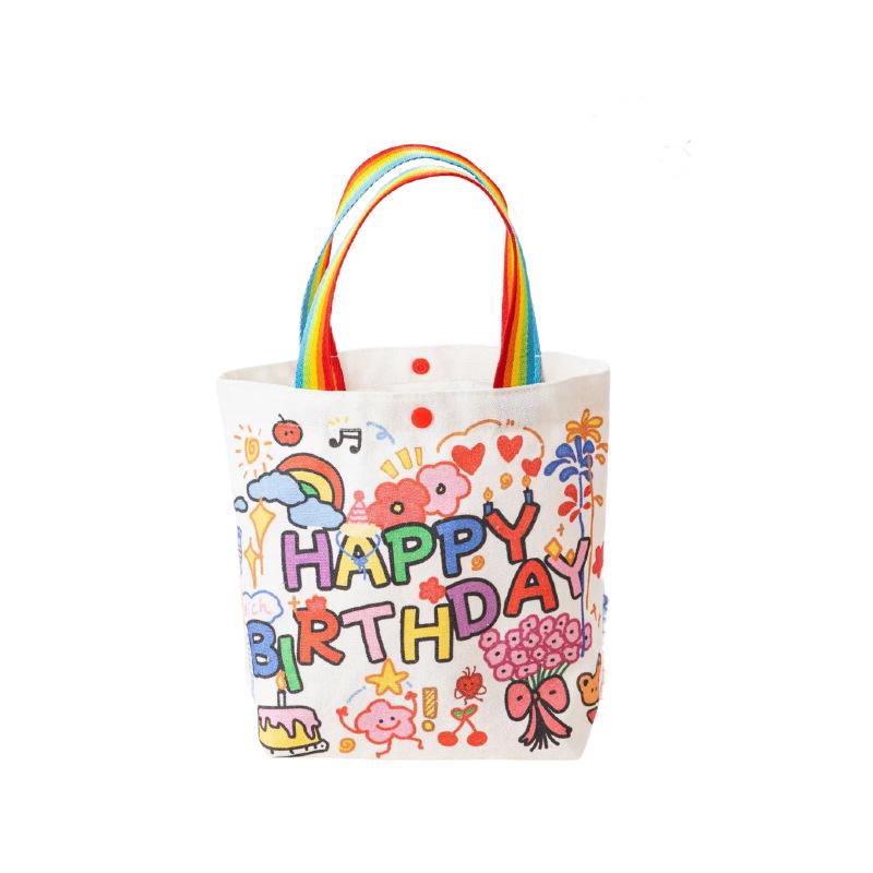 Cute Cartoon Canvas Tote - Mom & Child Style, Portable Kindergarten Bag, Multifunctional Storage, Customizable with Logo