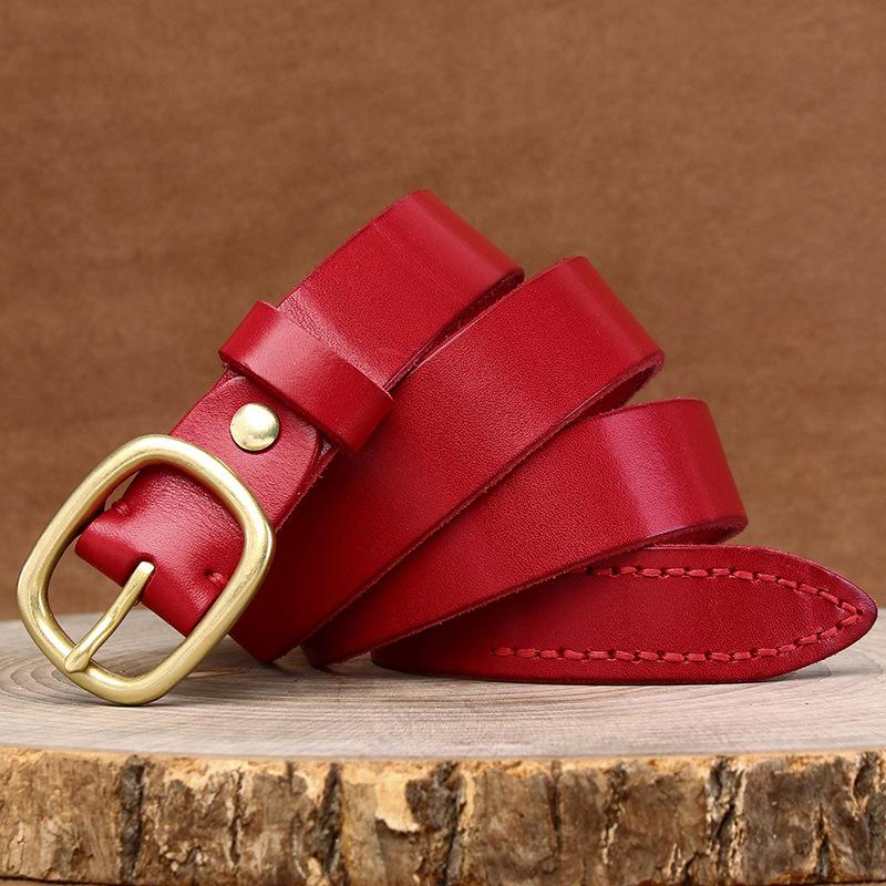 2.8Cm Wide Belt Women'S Leather Pin Buckle First Layer Cowhide Retro Fashion Versatile Trend Korean Jeans Belt