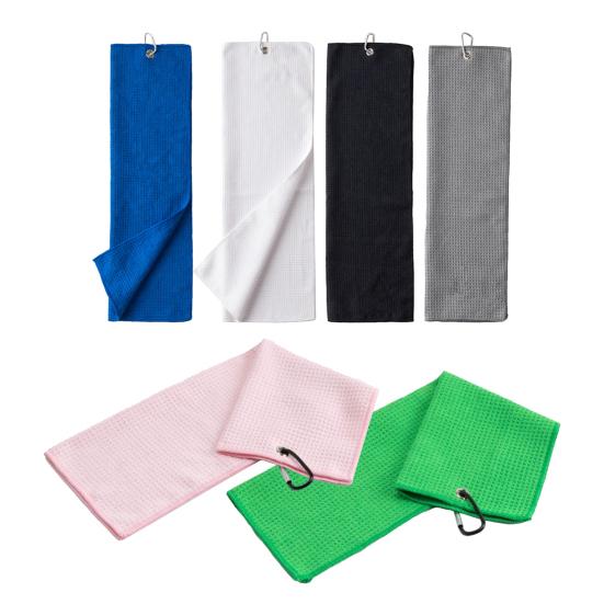 Golf Towel Waffle Pattern Hook Featured Quick Dry Soft Microfiber Fitness Gym Towels Sporting Goods
