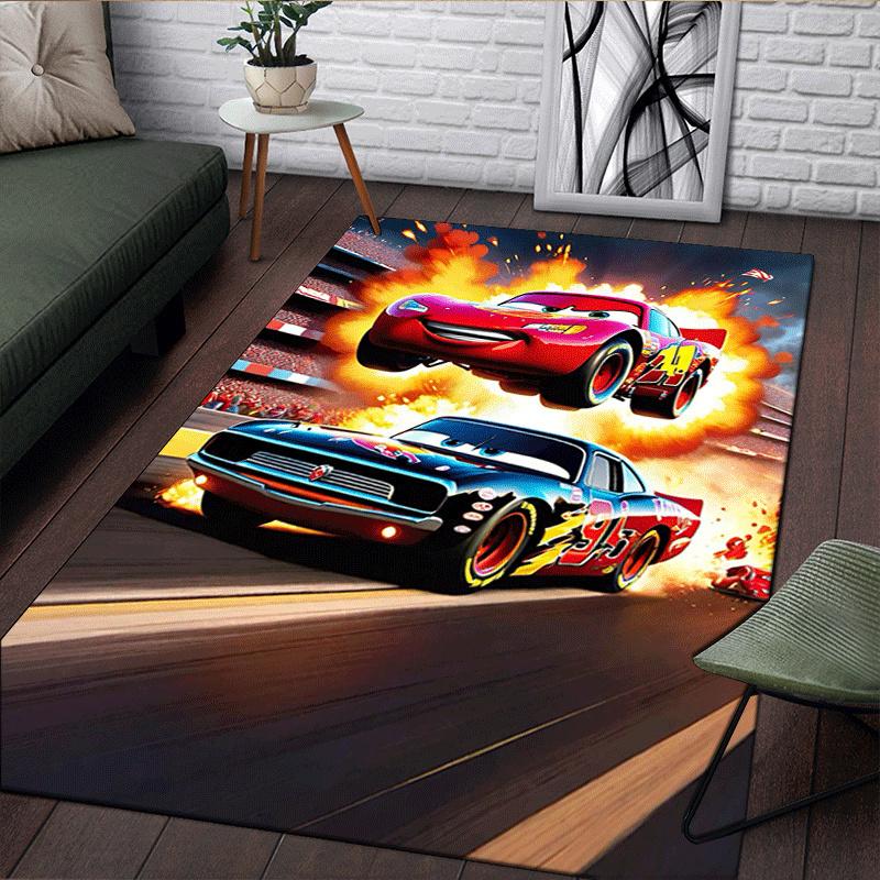 1pc Cars Pattern Area Rug Soft Flannel Floor Mat for Living Room,Office,Bedroom and Carpet