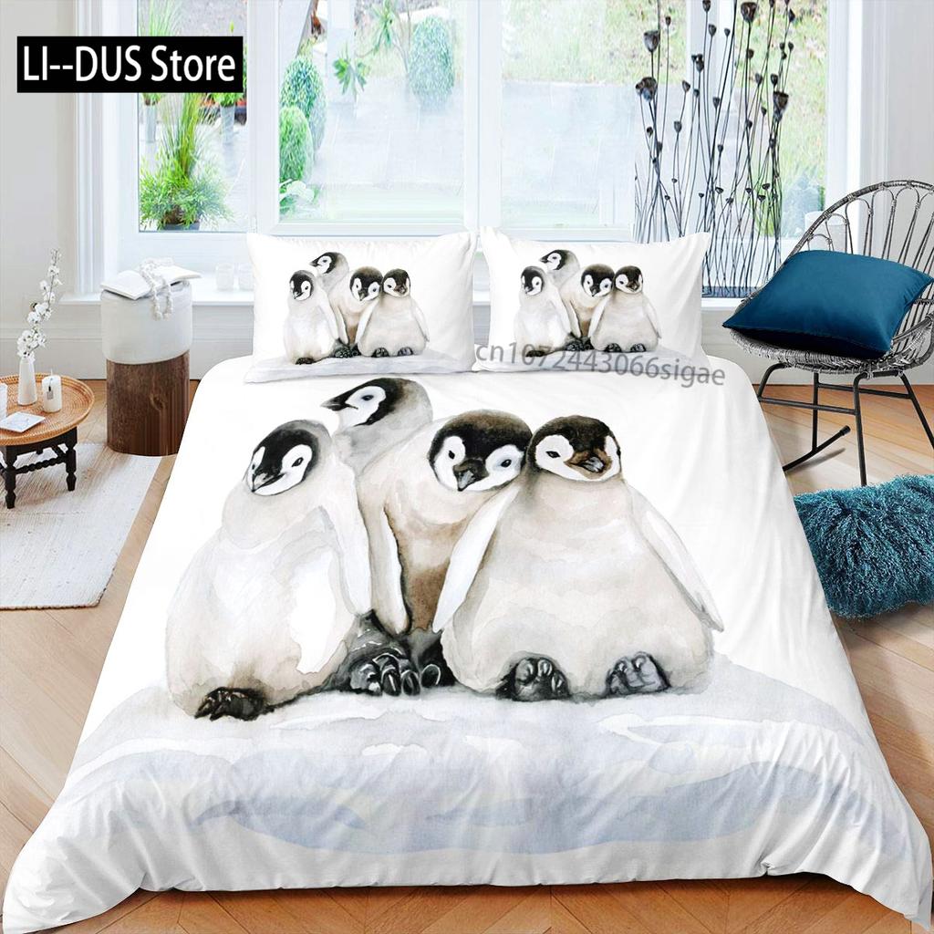 Duvet Cover Set Cute Penguin Panda Bedding Set for Boys Girls Children Kawaii Bear Animal Bedding Set Twin Full Queen King Size