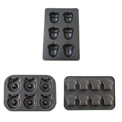 Premium 6 Cavity Nonstick Cake Molds Carbon Steel Baking Pan Feature 3D Multi Shape For Effortlessly Baking