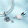WOSTU 925 Sterling Silver Blue Starry Sky Series Shiny CZ Charms Moon Star Beads Fit Orignal Bracelet DIY Bangle Jewelry Making