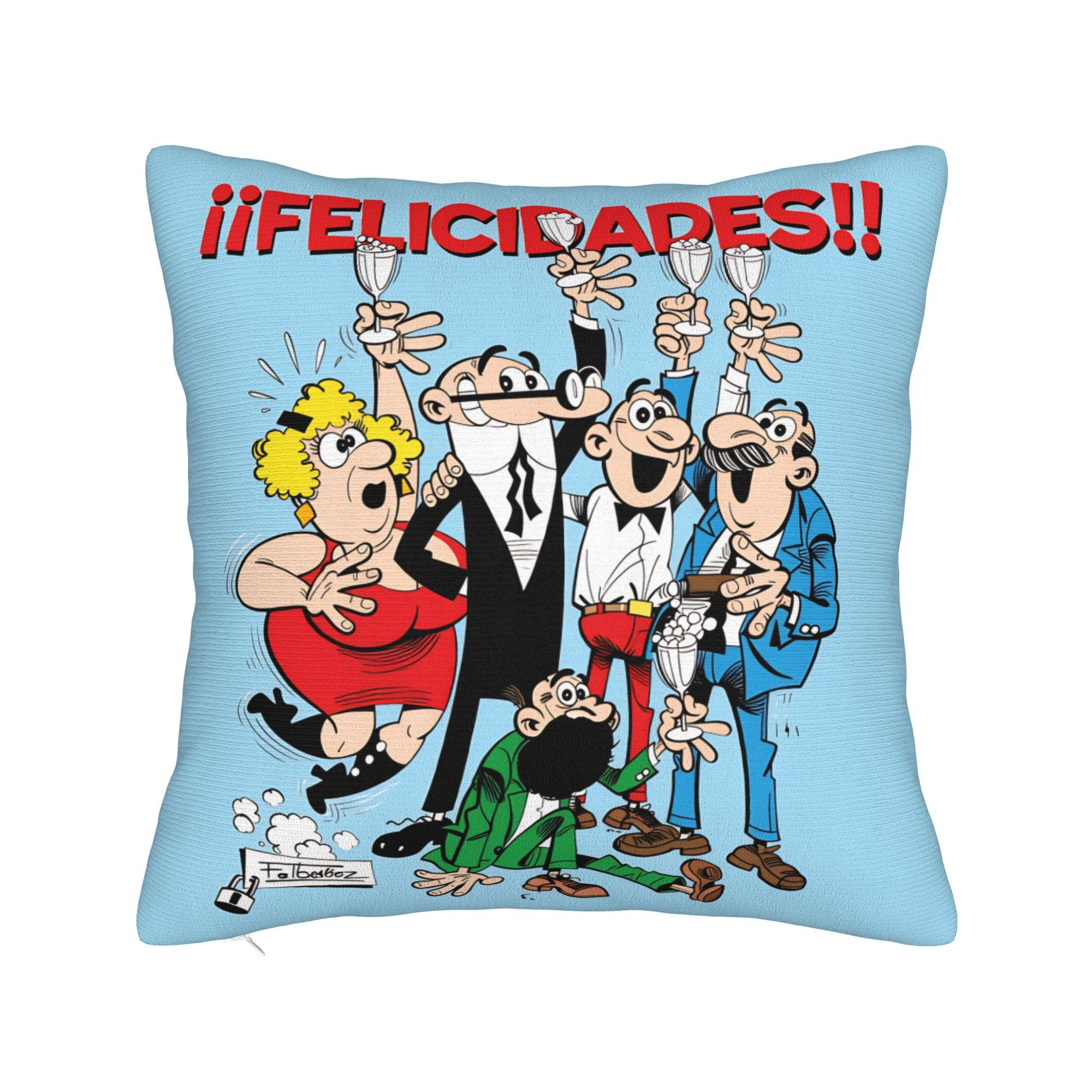 Mort & Phil Mortadelo y Filemón Pillow Case  Square Pillow Cover Kawaii Pillowcases For Living Room Bed Chair 12x12Inch