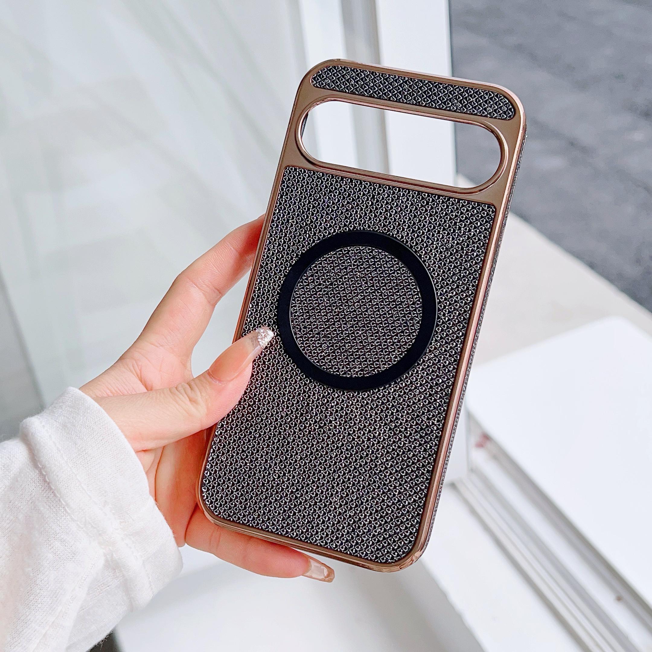 

For Google Pixel 9A 9 9 Pro XL 8 8 Pro Glitter Plain Leather Magnetic Ring Anti-Drop Anti Fingerprint Anti-Scratch Phone Case For Pixel 9