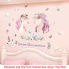 Pink Wall Sticker for Bedroom Girls, Unicorn Feather Princess Flowers Decal, Nursery Removable Wallpaper