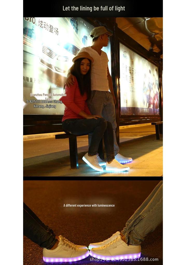 Unisex LED Light-Up Low-Top Casual Sneakers for Dance and Sports